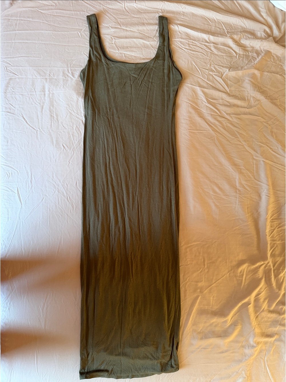 Olive Scoop-Neck Maxi Dress